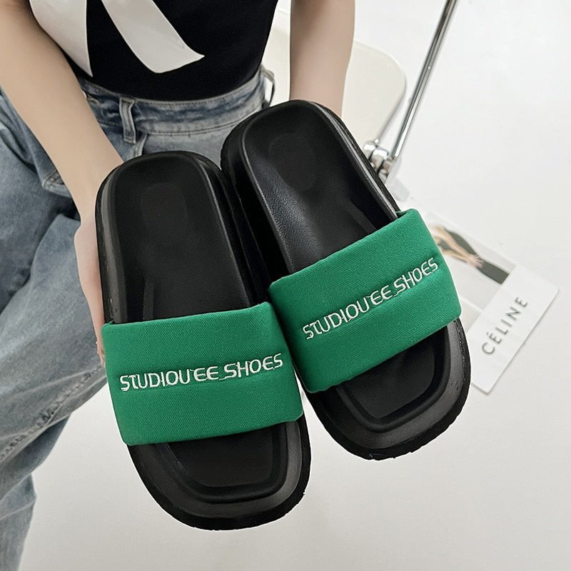 Green-A1 / 35 women's platform sandals slippers 14:175#Green-A1;200000124:200000333