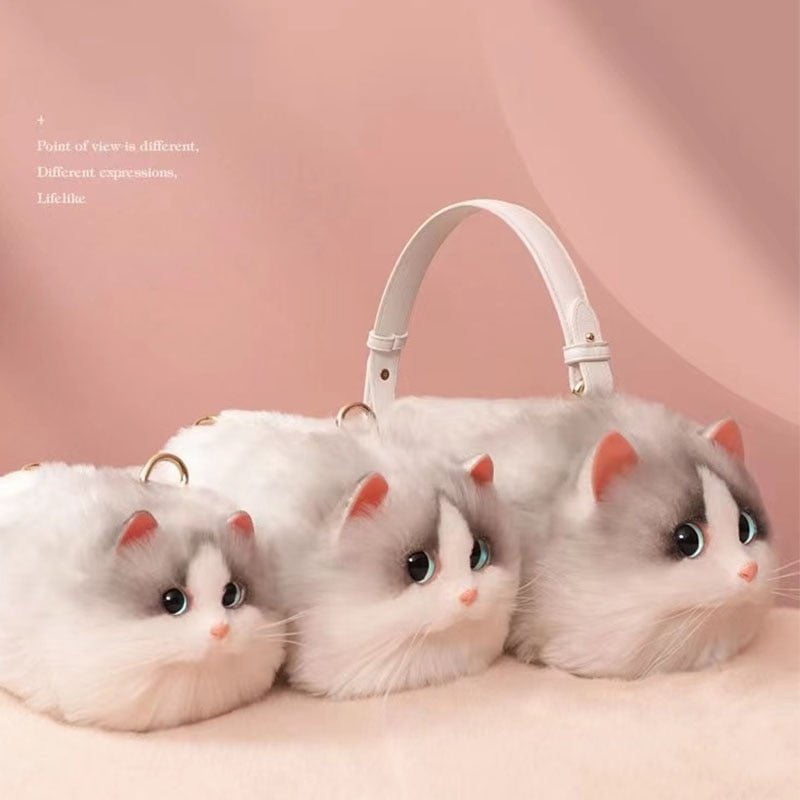 silver cat messenger bag