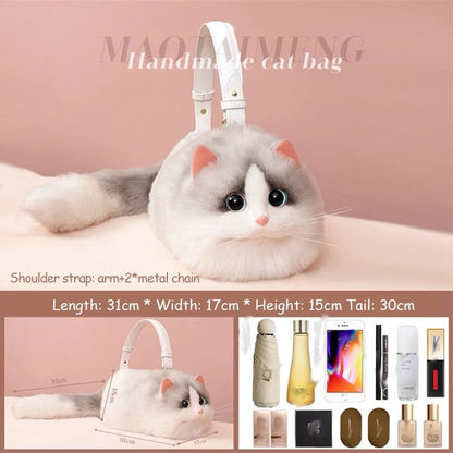 XL silver cat messenger bag 14:691#XL