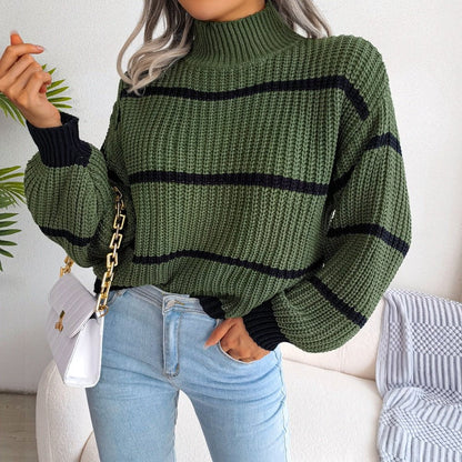 lantern sleeve turtleneck sweater chic