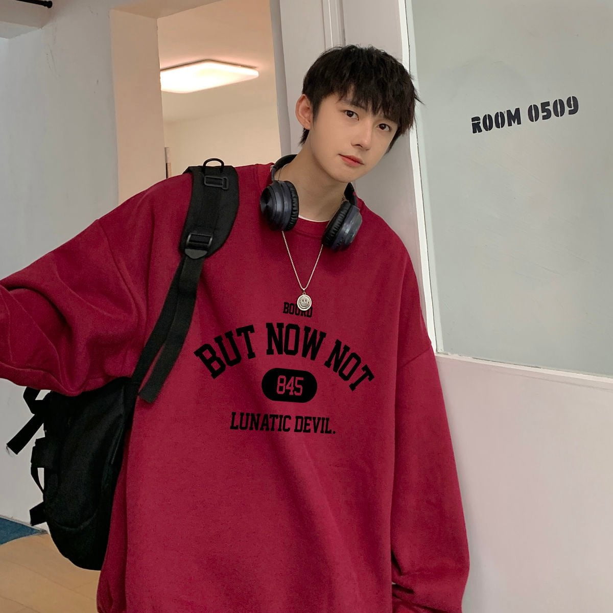 WineRed / S men's oversized hoodie but not now 14:1052#WineRed;5:100014064