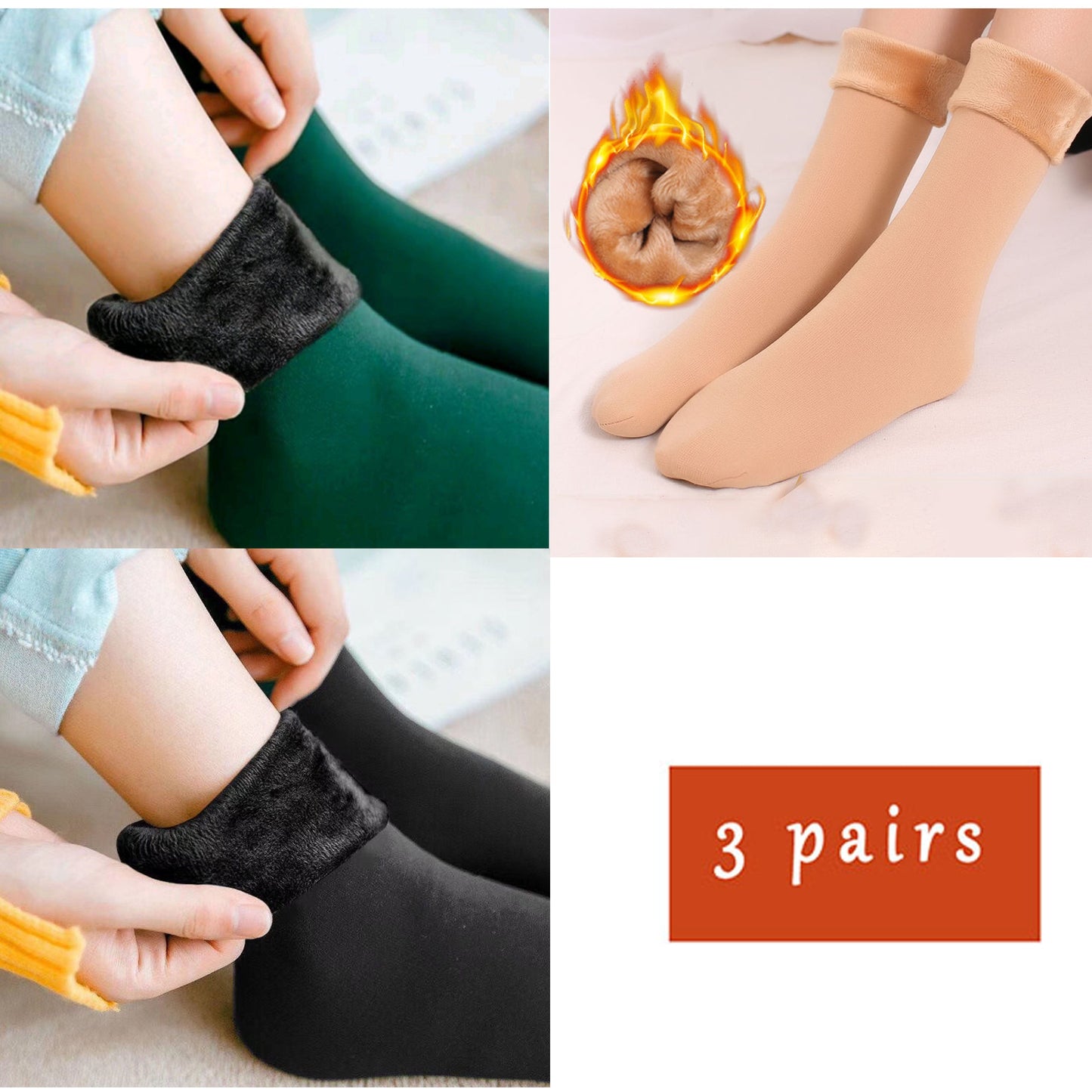 each color A / EU30-42 cashmere sleep socks 3 pairs lot 14:200004889#each color A;5:200003528#EU30-42