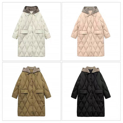 Only Tall quilted longline coat with knit hood