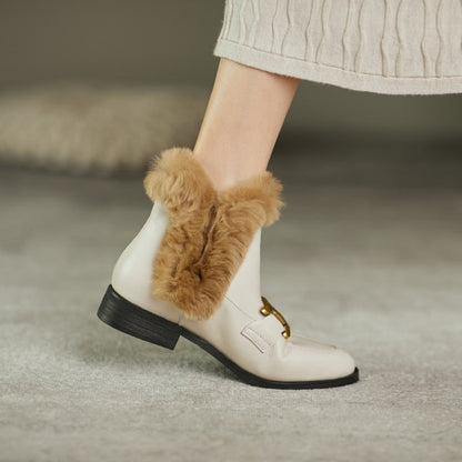 women's winter boots leather with Fur
