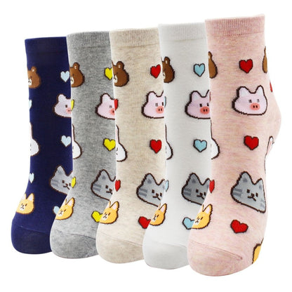 100 cotton women's socks/5 Pairs colorful