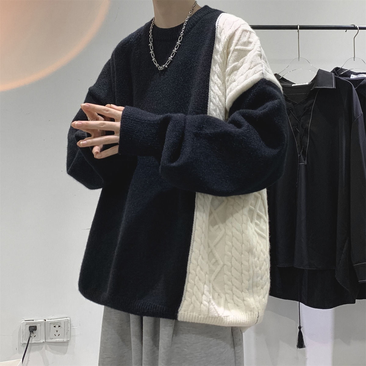 Admiral patchwork knit sweater