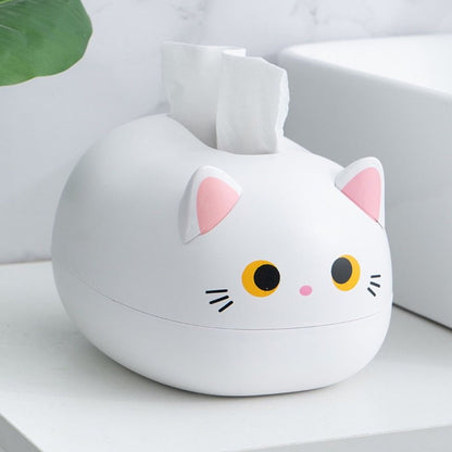 White Cat tissue box holder 14:29#White