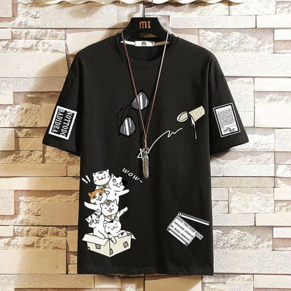 t-shirt, men t-shirt, men tee Black / M FOR 155 CM 55KG Tshirt Cat Top Tees Classic TJC:6801626694014.01