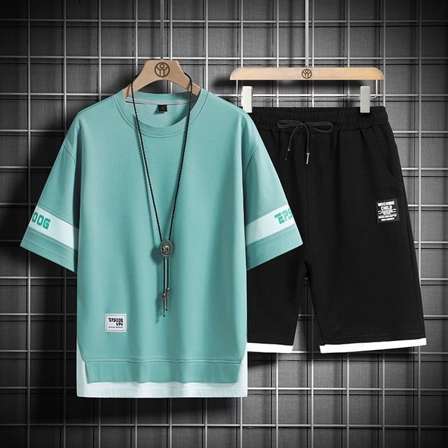 tshirt and short set PTZ060 Green / S Men's t shirt and shorts set oog VTS:6804143450968.17
