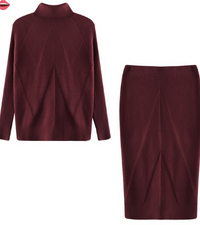 Sweater and skirt Burgundy / One Size Sweater and skirt (slim) Knit suit SSK:5801110528997.07