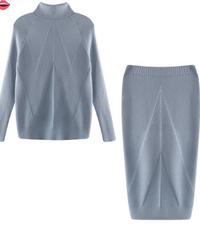 Sweater and skirt Gray Blue / One Size Sweater and skirt (slim) Knit suit SSK:5801110528997.02