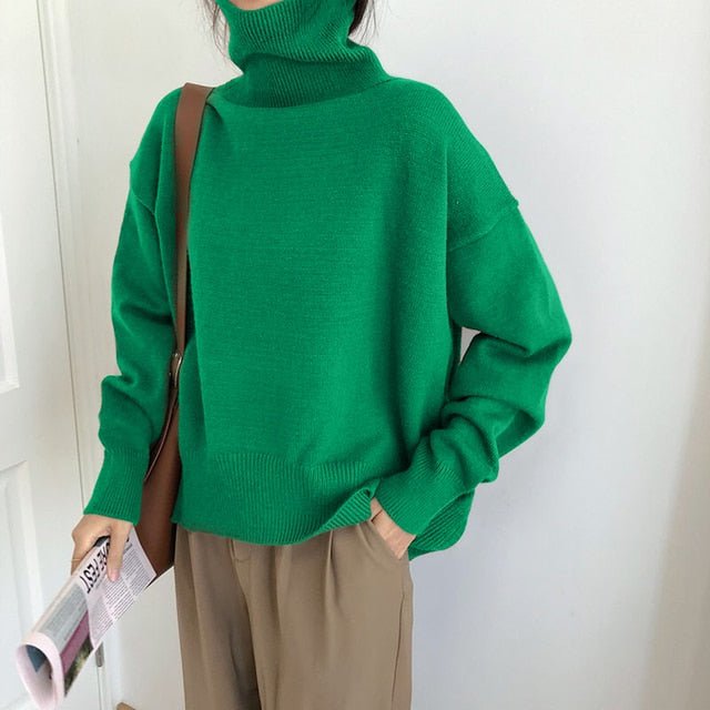 Sweater women Green / one size Women's cashmere turtleneck sweater SWC:6801307554891.01