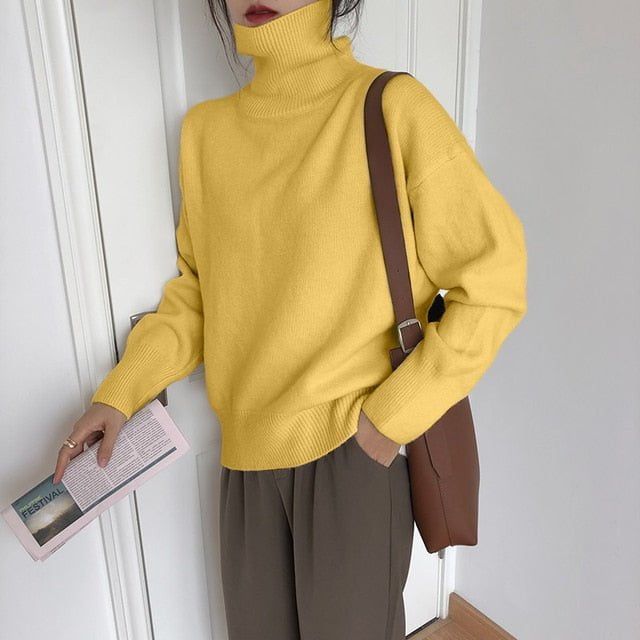 Sweater women Yellow / one size Women's cashmere turtleneck sweater SWC:6801307554891.10