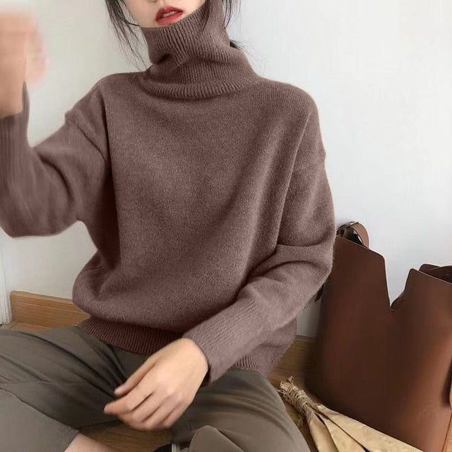 Sweater women Brown / one size Women's cashmere turtleneck sweater SWC:6801307554891.05