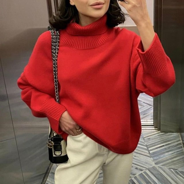 Sweater women Red / one size Women's cashmere turtleneck sweater SWC:6801307554891.03