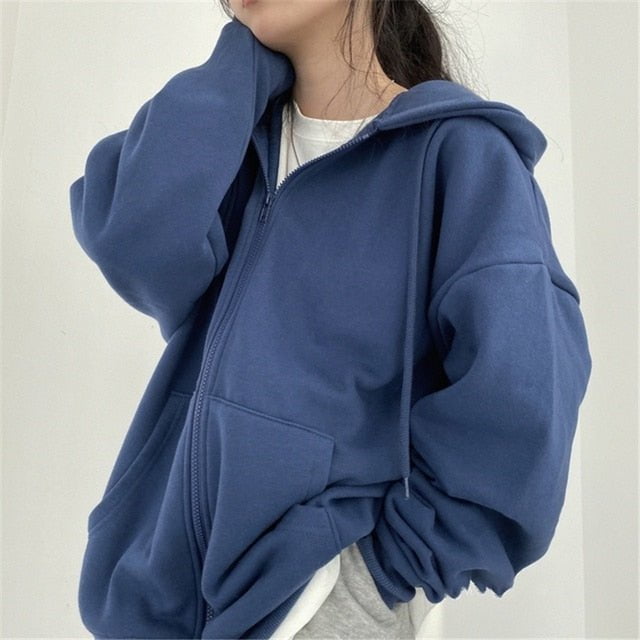 hoodie, women hoodie, sweatshirt, hoodiesweatshirt Blue / S women's oversize zip up hoodie lady WSH:6804282711794.13