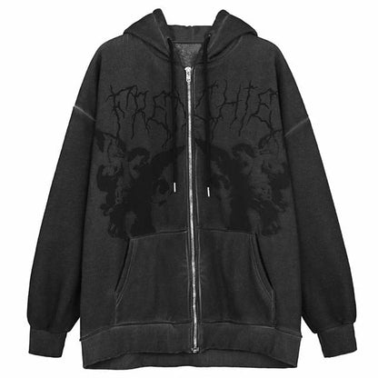 Oversize hoodie EA00813-BLACK / M Women's oversize zip up hoodie HSW:6804311157148.13