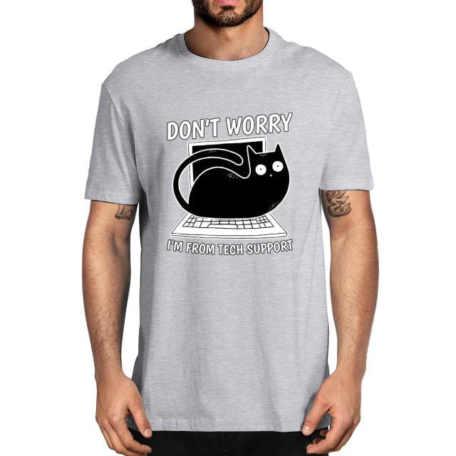 cat t-shirt, t-shirt, men tshirt Gray 90 cotton / S Tech Support Cat Grey T-shirt Men TSG:0021463350109.01