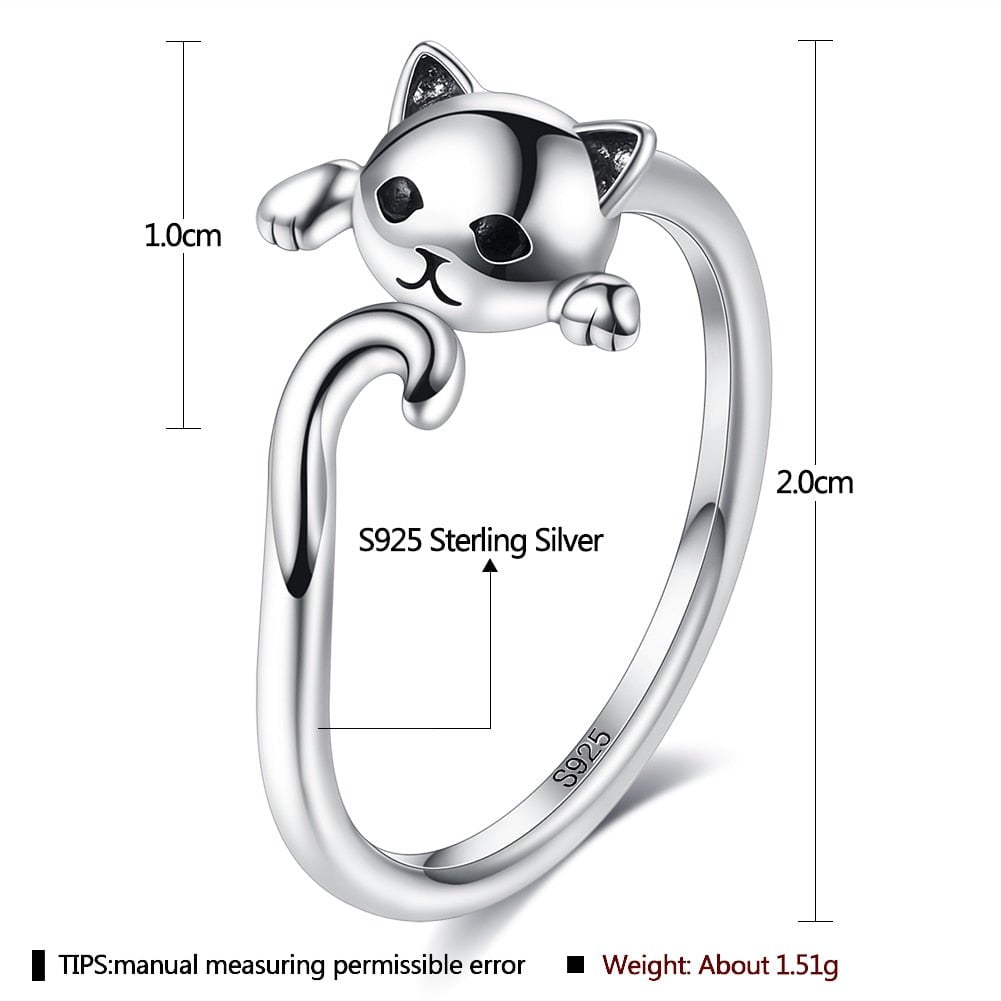cat jewelry, cat ring, silver cat ring, s925 silver ring Silver Kitty Ring