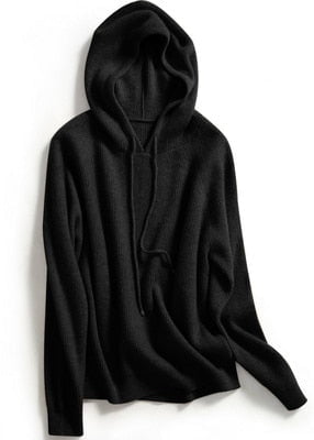 Cashmere hooded sweater black / S Winter hooded cashmere sweater women's CHS:6804481948552.11