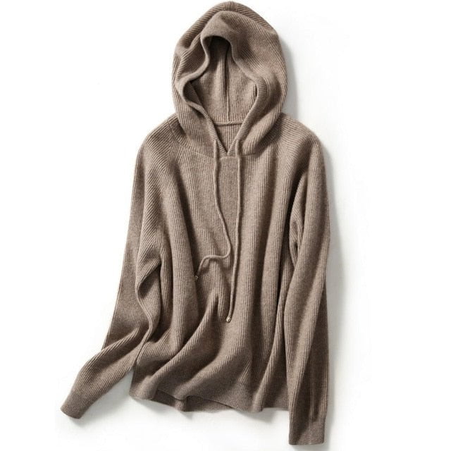 Cashmere hooded sweater camel / S Winter hooded cashmere sweater women's CHS:6804481948552.06