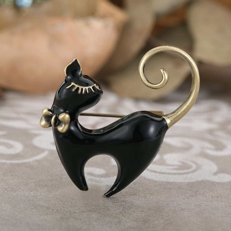 cat brooch, silver cat brooch, cat jewelry Black Black Cat Brooch BSS:0015703229952