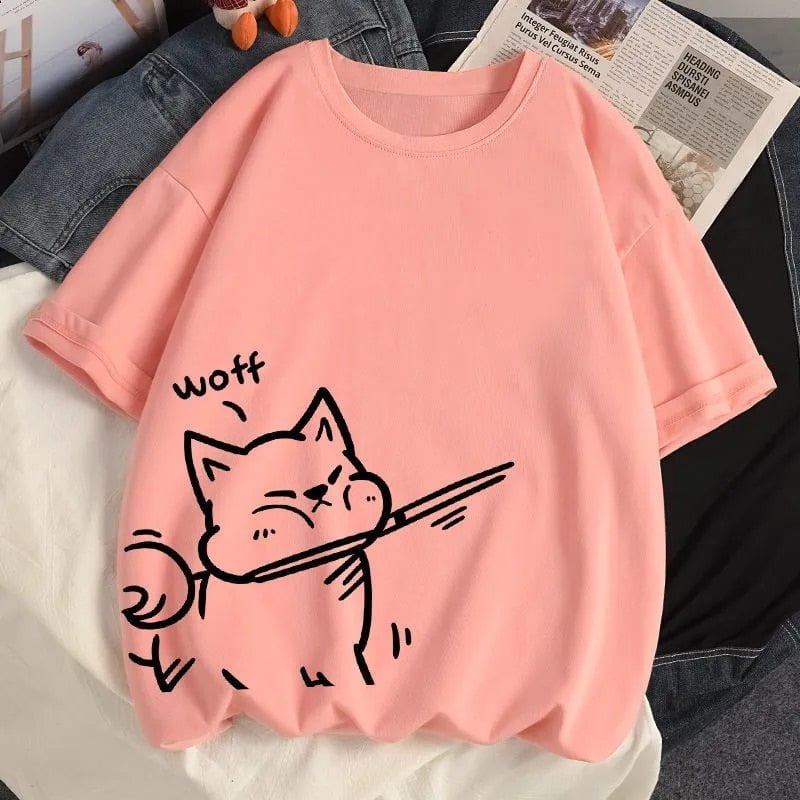 cat t-shirt, t-shirt, women tshirt Oversize t shirt Best O-Neck Cotton (P)
