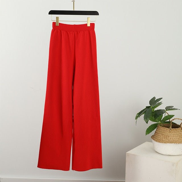 Women's knit pants sets Rose Red Pant / S Women's knit pants sets WKP:6803336973643.22