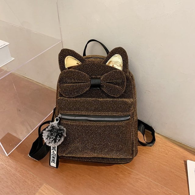 cat bag, cat backpack, cat backbag, ladies cat backpack, women backpack , cat leather bag, ladies bag Brown Backpack Cat Pattern Bag for Girl BCS:0015713229953