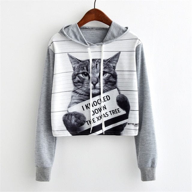 cat hoodies, sweater, women cat hoodie sweatshirt, cat women sweatshirt, cat women top Gray / S Women's grey hoodie