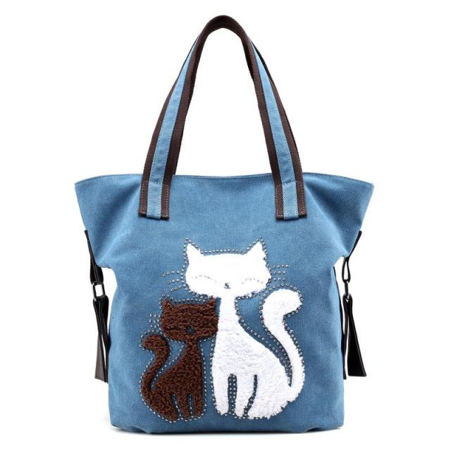cat bag, shoulder bag, womane cat shoulder bag, cat leather bag, cat canvas bag, ladies bag, tote bag, cat tote bag, women tote bag Pensive Cats Tote