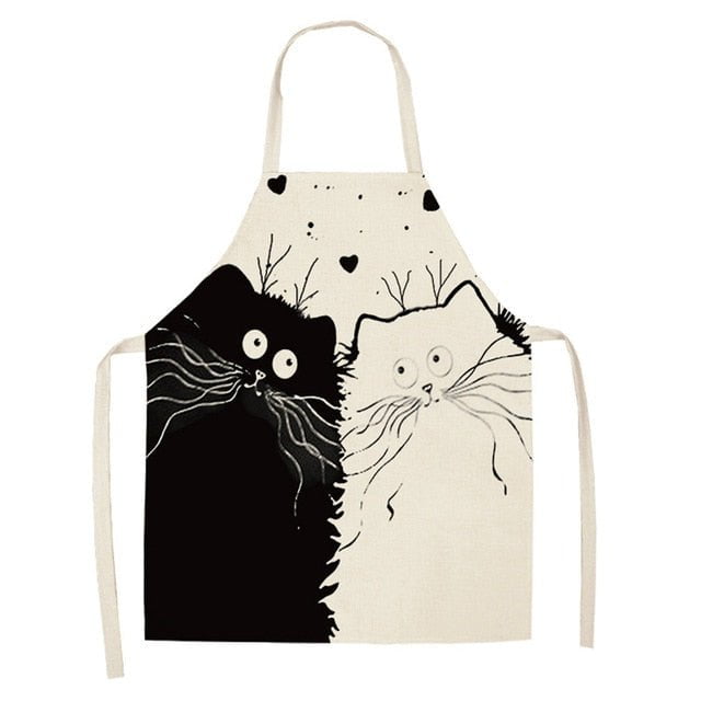 cat apron, apron, cat kitchen, for home#follow 2WQ-WQ0032-1 Cat Apron- White/Black