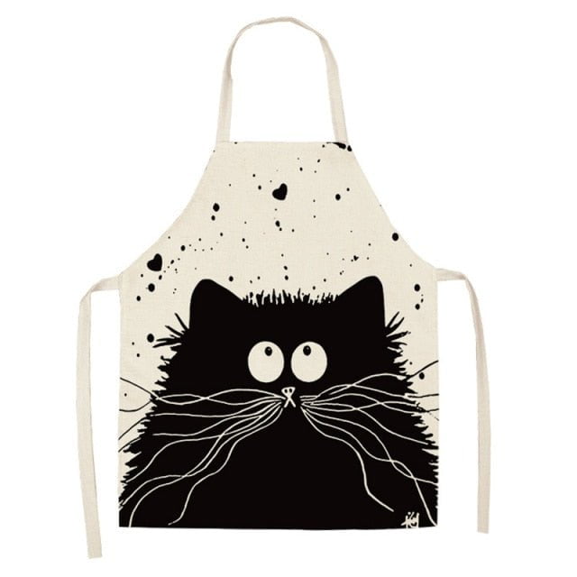 cat apron, apron, cat kitchen, for home#follow 2WQ-WQ0032-3 Cat Apron- White/Black