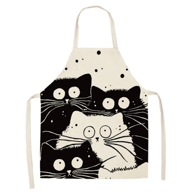 cat apron, apron, cat kitchen, for home#follow 2WQ-WQ0032-5 Cat Apron- White/Black