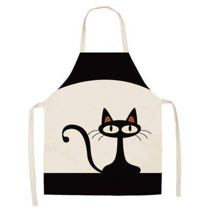 cat apron, apron, cat kitchen, for home#follow 2WQ-WQ0032-6 Cat Apron- White/Black