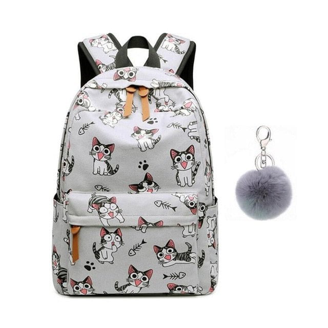 cat bag, cat backpack, cat backbag, ladies cat backpack, women backpack , cat leather bag, ladies bag 8837-2 Grey / China Clowder Girls Backpack BAC-CRO-S123-CF19