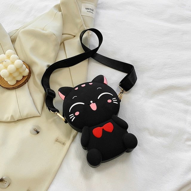 cat bag, shoulder bag, woman cat shoulder bag, cat leather bag, cat canvas bag, ladies bag 03 Cute Cat Silicone Bag
