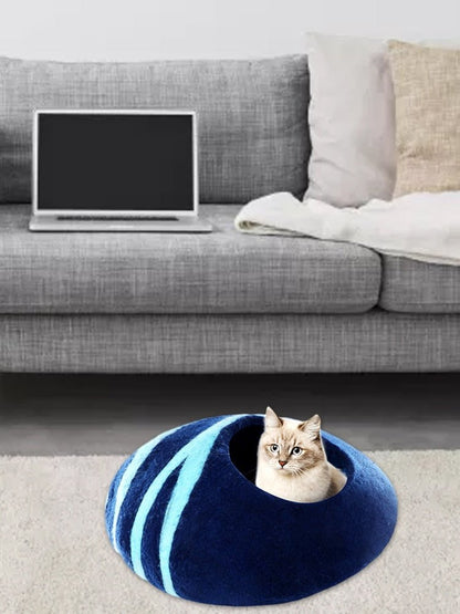 Cat Bed, Cat Bed Cave, Cat Covered Bed, House Cat Bed Navy Blue / China Cat Bed-Egg Royal blue