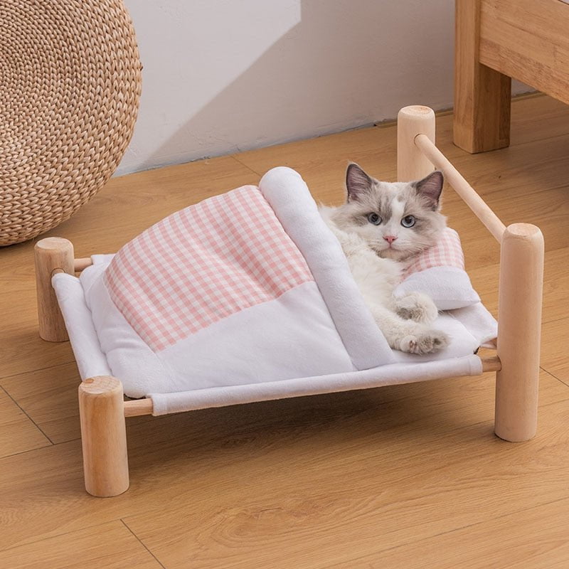 Cat Bed, Cat Bed Cave, Cat Covered Bed, House Cat Bed Rose Color / L Cat Sleeping Bed
