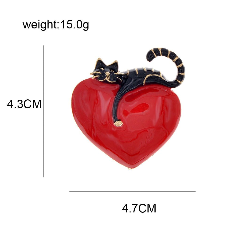 cat brooch, cat jewelry Cat Heart Brooch