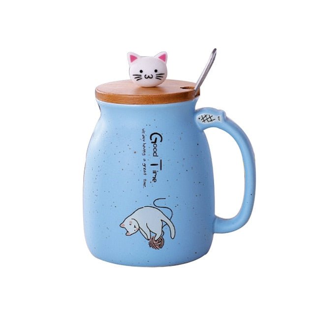 cat cup, cat mug, mug Blue / A-1  420ML Cat Mug