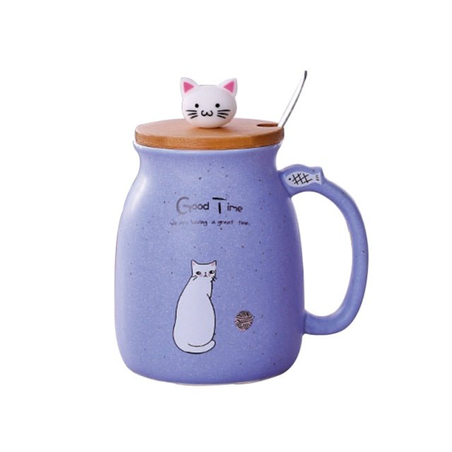 cat cup, cat mug, mug Purple / A-1  420ML Cat Mug