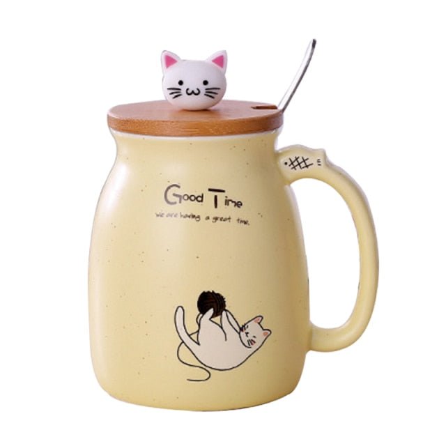 cat cup, cat mug, mug Yellow / A-1  420ML Cat Mug