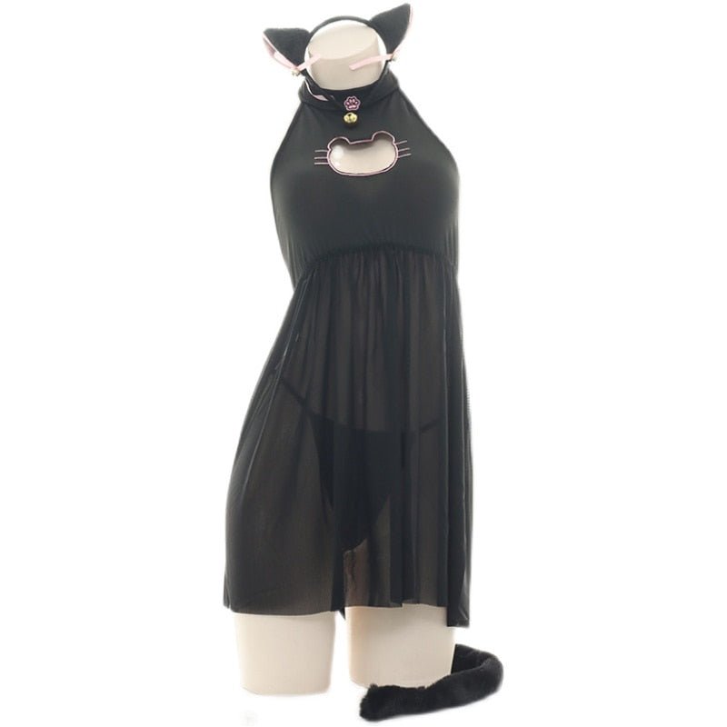 cat dress, women cat dress, lady cat dress, dress Black / One Size Maid Nightdress base DPC:001203170618