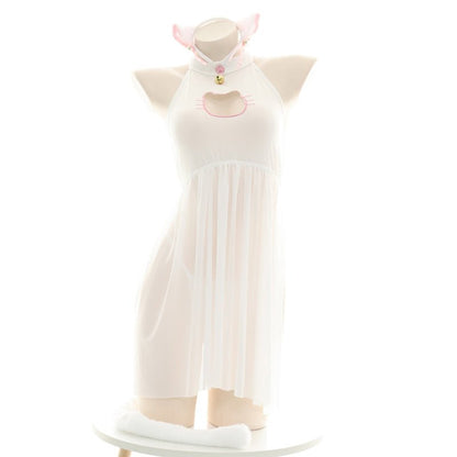 cat dress, women cat dress, lady cat dress, dress White / One Size Maid Nightdress base DPC:001203170618