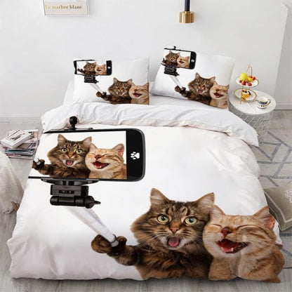 cat Duvet, cat blanket, cat printed duvet, bedding sheets, cat pillowcases, cat bedding sheets, duvet CATS SELFIE Duvet cover set