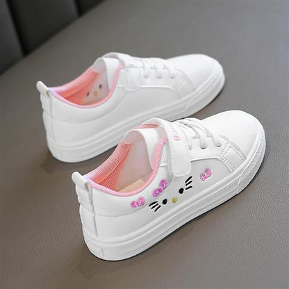 cat girl sneakers, sneakers, cat kid shoe, girls cat shoe Pink / 27 Girls-Cute Cat Shoes. BPB-KSN-124-CF28