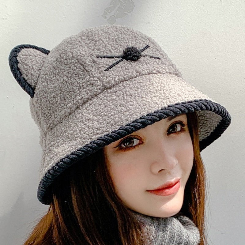 cat hat, cat women hat, women hat, ladies hat, hat gray / 56-58cm vintage women's hats LHCC:0025409380059.02