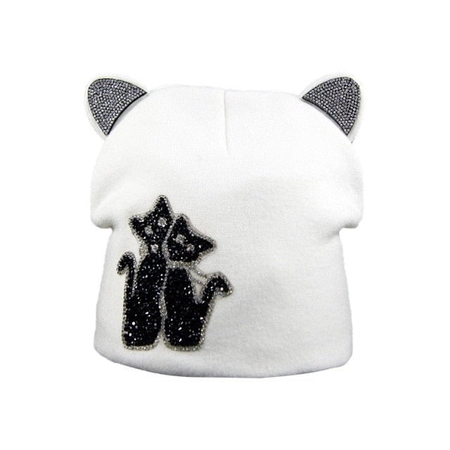 cat hat, cat women hat, women hat, ladies hat, hat white / 56-60cm Cute women's winter hats LPC:0065930442273.02