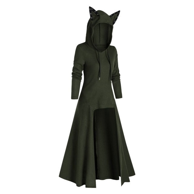 cat hoodie, sweartshirt, fleece coats, cat pullover, cold coat Long Dress Cat Design